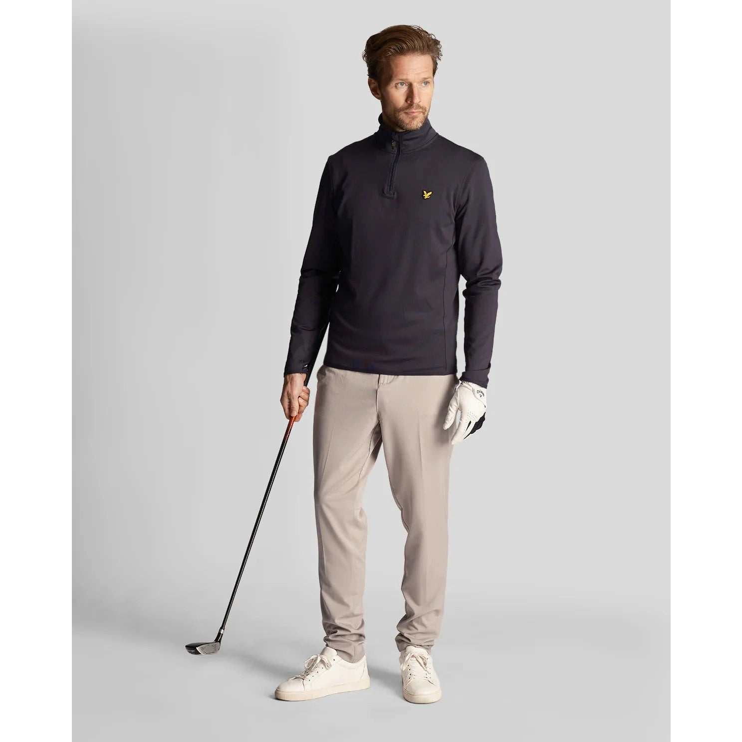 Lyle & Scott Performance Golf 1/4 Zip Midlayer - Dark Navy - Breathable & Durable - Golf Society