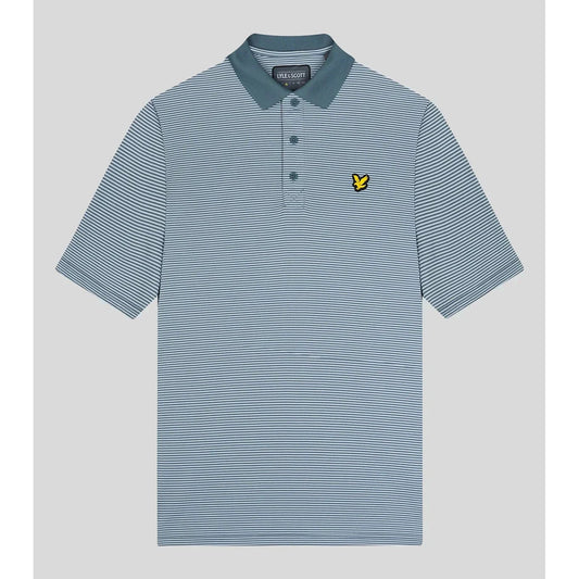 Lyle & Scott - Light Microstripe Polo Iron Blue/Club Blue - Golf Society