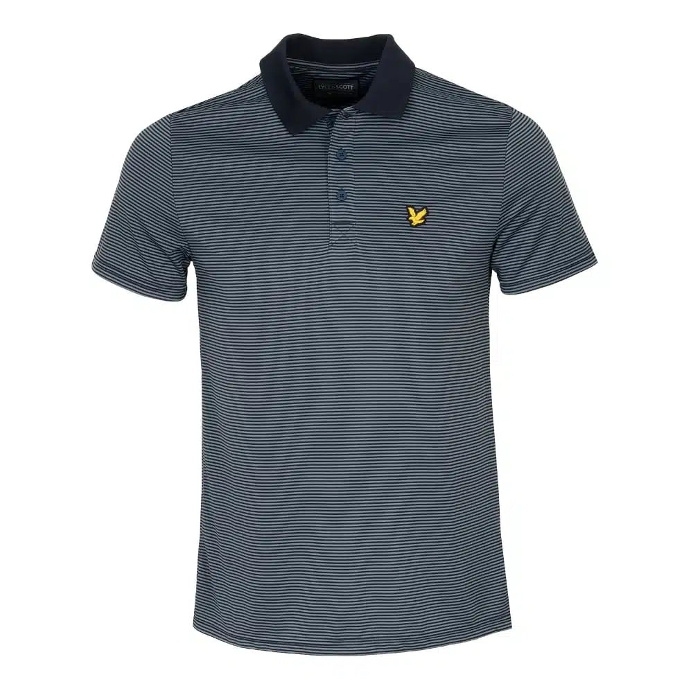 Lyle & Scott - Light Microstripe Polo Petrol/Azure Shirt - Golf Society