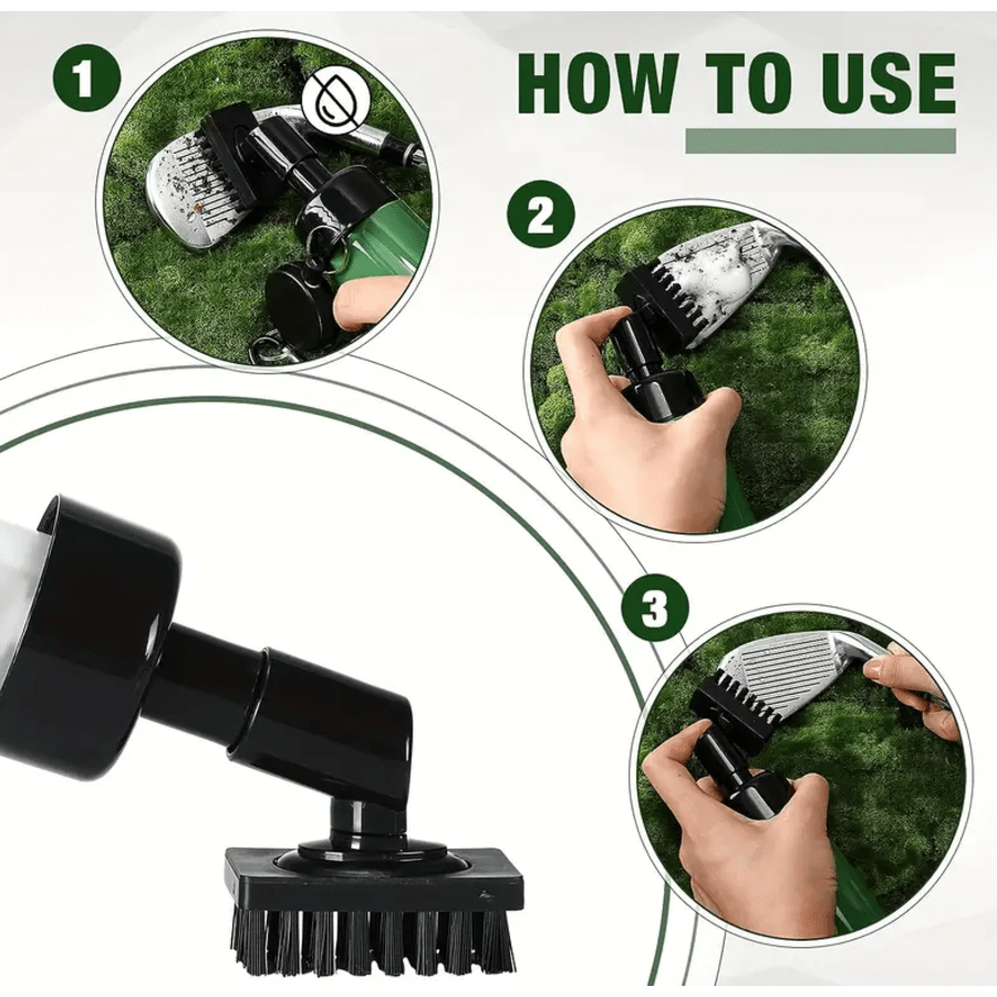 Golf Club Cleaning Brush - Portable, Spray Water Brush for Easy and Effective Cleaning - Golf Society
